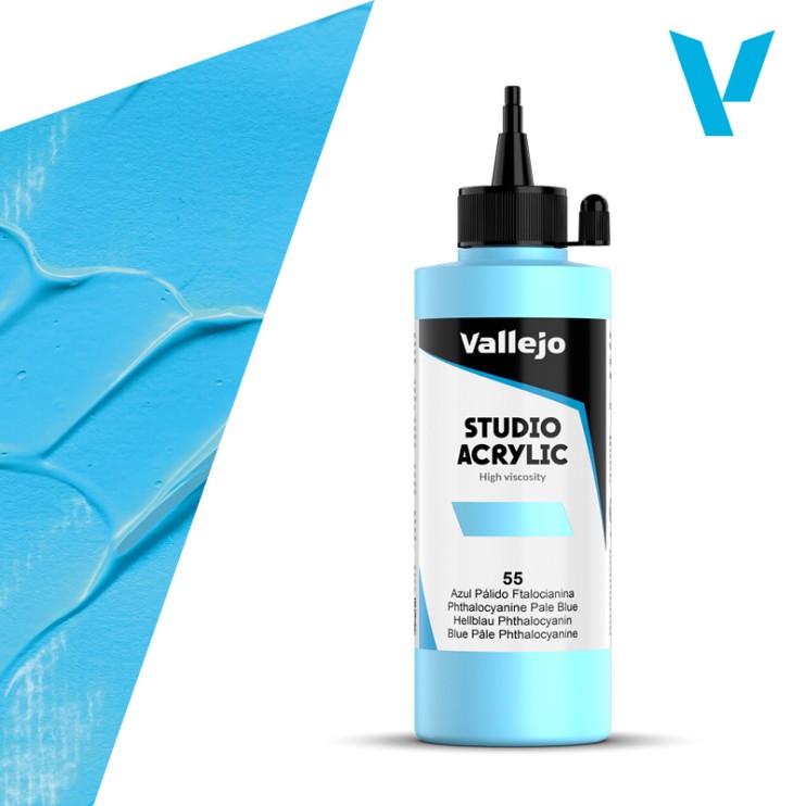 Акрил Vallejo "Studio" 55 Phthalocyanine Pale Blue (Бледно-голубая), 200мл