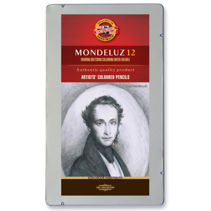 Набор акварельных карандашей Koh-i-noor "MONDELUZ GRAY LINE" 12 штук в металлическом пенале