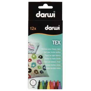 Набор маркеров по текстилю DARWI "Tex" 12 цветов по 1мл (0110012K02)