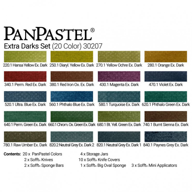 Набор сухой пастели PanPastel "Extra Dark Shades" 20 цветов PP30207