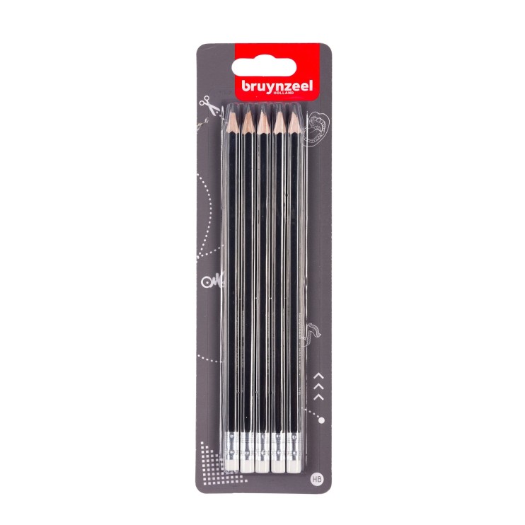 Набор графитных карандашей "Bruynzeel" HB с ластиком (5 шт)