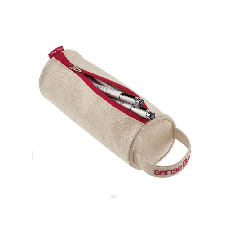Пенал тканевый круглый "SenseBag" 20х7,5 см, бежевый