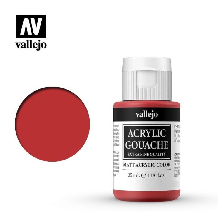 Гуашь-темпера Vallejo "Acrylic Gouache" 05.047 Киноварь темная, 35 мл