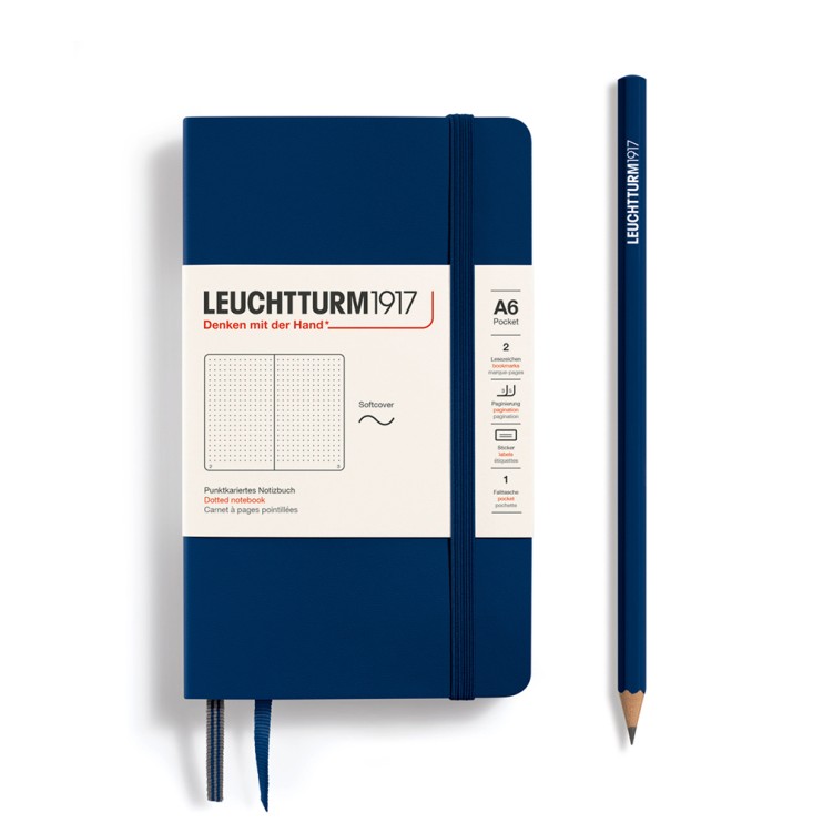 Блокнот в точку Leuchtturm1917 "Pocket" A6, 61л, 80гр/м², мягкая обложка,Синий неви (349304)