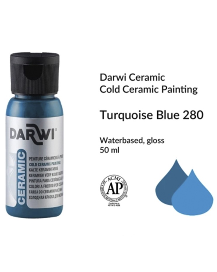 Краска для керамики Darwi "Ceramic" 280 Lagoon blue, 50мл