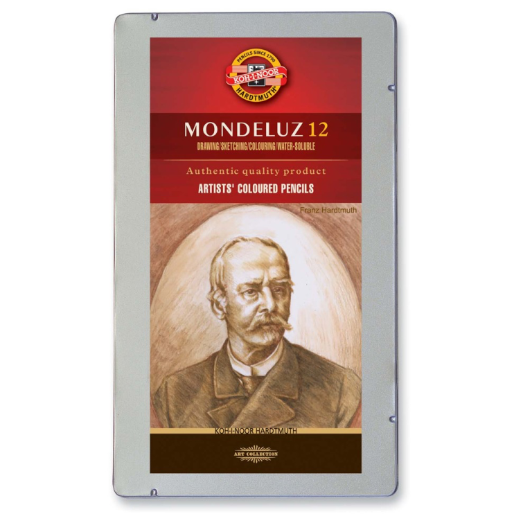 Набор акварельных карандашей Koh-i-noor "MONDELUZ BRAUN" 12 штук в металлическом пенале