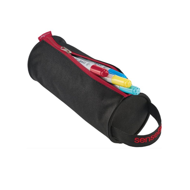 Пенал тканевый круглый "SenseBag" 20х7,5 см/ черный