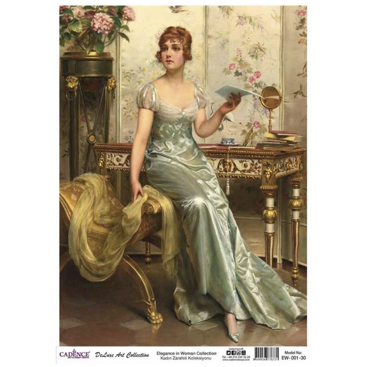 Рисовая декупажная карта "Cadence" 30х42см, EW001