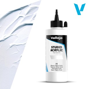Акрил Vallejo "Studio" 11 Titanium White Rutile (Белила титановые), 200мл