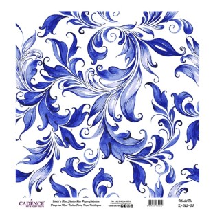 Рисовая карта для декупажа Cadence "Blue shades" 30х30см, K-025 акварельные листья