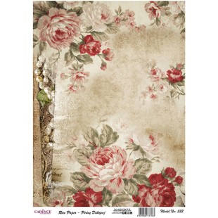 Рисовая карта для декупажа Cadence "Rice paper" 30х42см, RDP522 розы на винтажном фоне