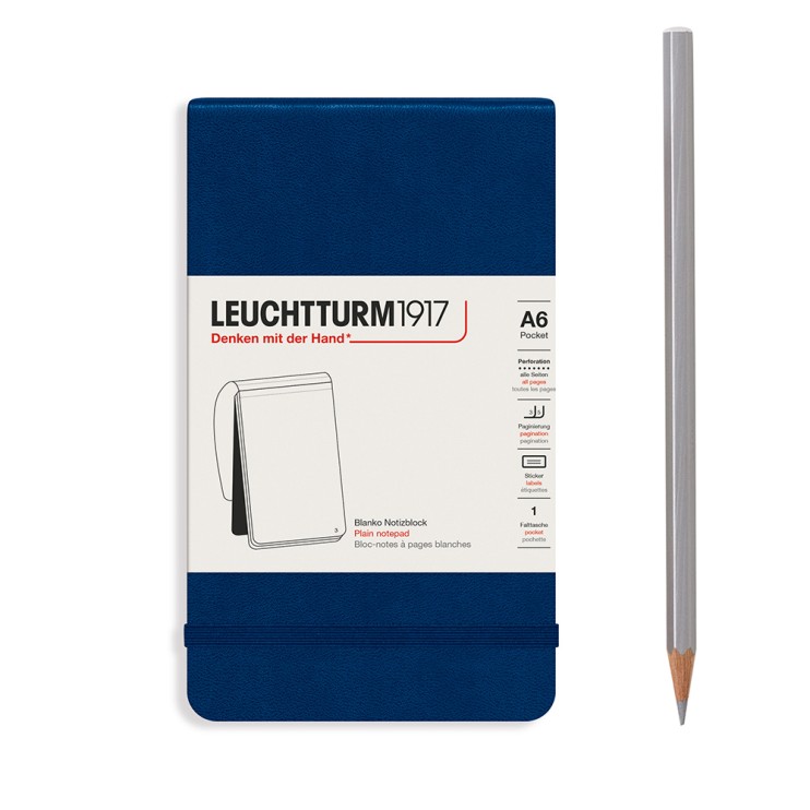 Блокнот без линовки Leuchtturm1917 "Reporter" A6, 92л, 80гр/м², твердая обложка,Синий Неви