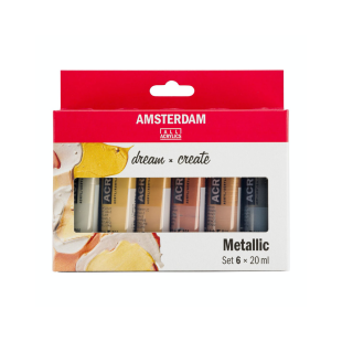 Набор акриловых красок Amsterdam "Standart" 6 туб по 20мл (металлик)
