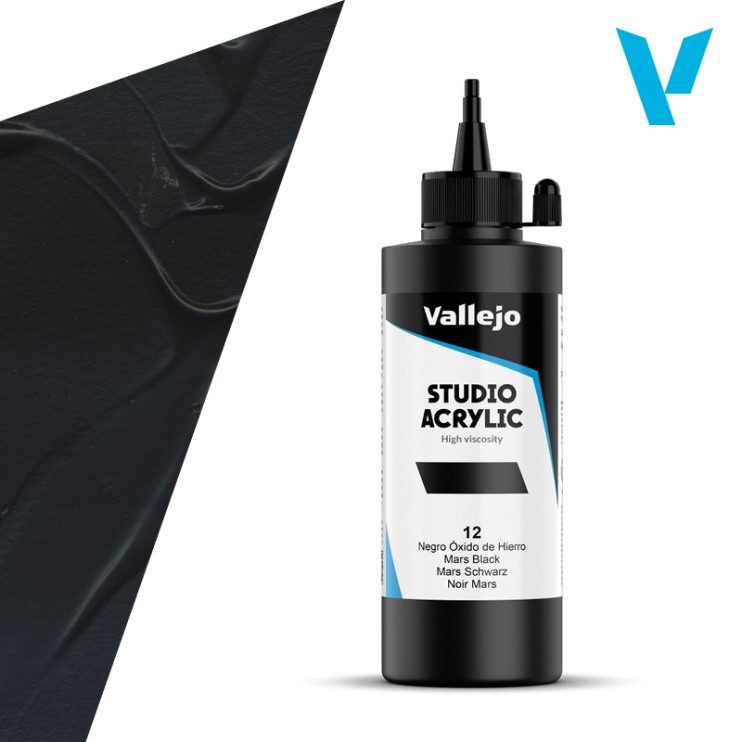 Акрил Vallejo "Studio" 12 Mars Black (Марс черный), 200мл