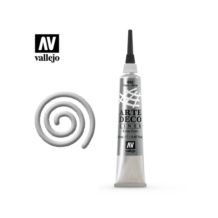Рельеф по всем поверхностям Vallejo "ArteDeco" 83.692 Silver /20 мл