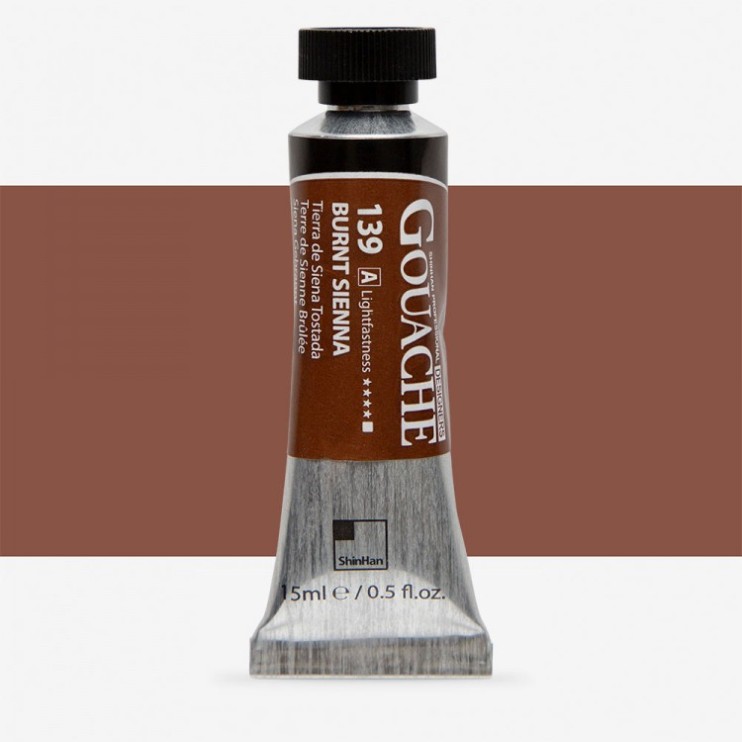 Гуашь Shinhan "Designers GOUACHE" №139(A) Burnt sienna (Сиена жженая), туба 15мл