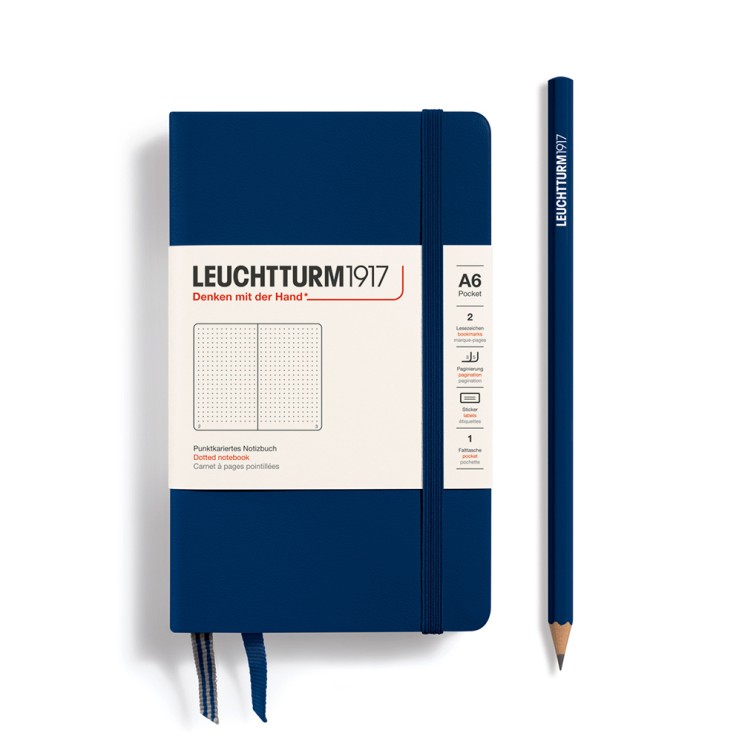 Блокнот в точку Leuchtturm1917 "Pocket" A6, 93л, 80гр/м², твердая обложка, Cиний неви (342921)