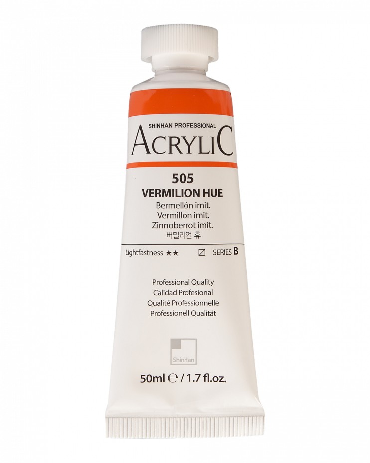 Краска акриловая ShinHan "Professional" №505 Киноварь, туба 50мл 