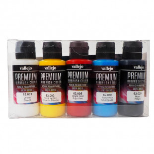 Набор красок для аэрографии Vallejo Premium "Opaque Basics" 62.101, 5 цветов по 60 мл