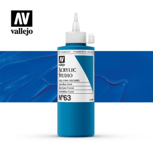 Акриловая краска Vallejo "Studio" #63 Blue Cyan Dark (Темно- синий циан), 200мл