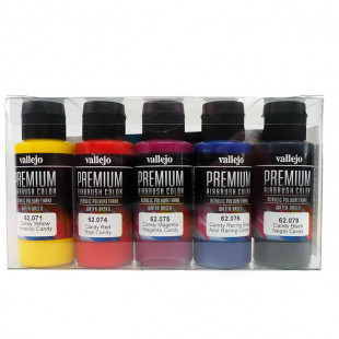 Набор красок для аэрографии Vallejo Premium "Candy Colors" 62.104, 5 цветов по 60 мл