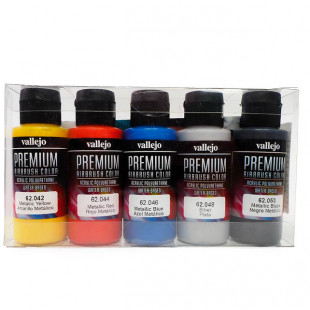 Набор красок для аэрографии Vallejo Premium "Metallic Colors" 62.103, 5 цветов по 60 мл