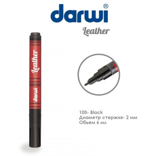 Маркер по коже Darwi "Leather" 2 мм, 6 мл №100 Черный