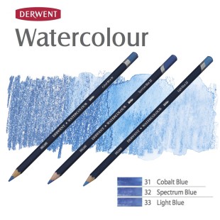 Комплект карандашей акварельных Derwent "Watercolour" Синие оттенки (№31, 32, 33)
