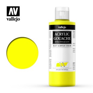 Гуашь-темпера Vallejo "Acrylic Gouache" 14.125 Желтый флуо, 200 мл