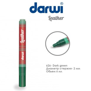 Маркер по коже Darwi "Leather" 2 мм, 6 мл №626 Зеленый темный