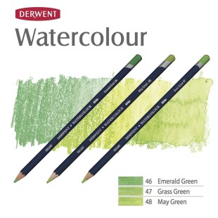 Комплект карандашей акварельных Derwent "Watercolour" Зеленые оттенки (№46, 47, 48)