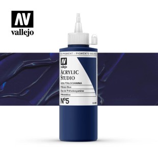 Акриловая краска Vallejo "Studio" #5 Phthalo Blue (Голубая ФЦ), 200мл