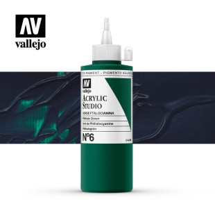 Акриловая краска Vallejo "Studio" #6 Phthalo Green (Зеленая ФЦ), 200мл