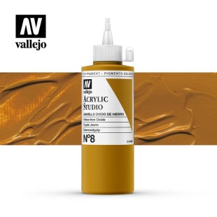 Акриловая краска Vallejo "Studio" #8 Yellow Iron Oxide (Марс желтый), 200мл