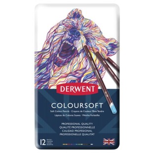 Цветные карандаши Derwent "Coloursoft" 12 цветов в металлической упаковке
