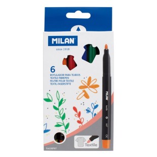 Набор фломастеров для ткани "Milan" 6 цветов в картонной упаковке