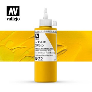 Акриловая краска Vallejo "Studio" #22 Cadmium Yellow Deep (Кадмий желтый темный), 200мл