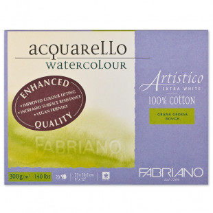Склейка для акварели Fabriano "Artistico Extra White" 23x30,5см, 20л, 300гр/м² (Rough)