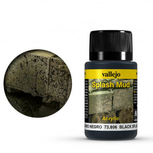 Краска для сборных моделей Vallejo, серия "Weathering Effects", цвет 73.806 Black Splash Mud (Брызги грязи черные)