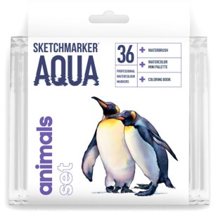 Набор акварельных маркеров Sketchmarker Aqua "Animals" 36 цветов