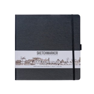 Блокнот для зарисовок Sketchmarker 20x20см, 140г/м2, 80л, твердая обложка Черный 