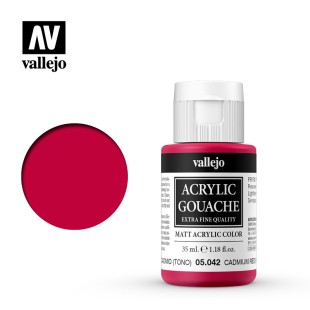 Гуашь-темпера Vallejo "Acrylic Gouache" 05.042 Кадмий красный средний, 35 мл