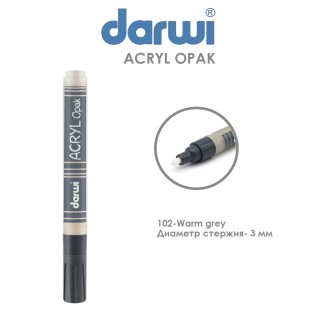 Акриловый маркер Darwi "Acryl Opak" №102 Серый теплый, наконечник 3 мм