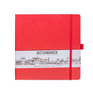 Блокнот для зарисовок Sketchmarker 20x20см, 140г/м2, 80л, твердая обложка Красный