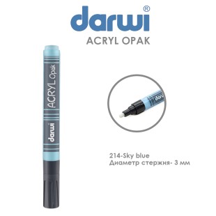 Акриловый маркер Darwi "Acryl Opak" №214 Небесно-голубой, наконечник 3 мм