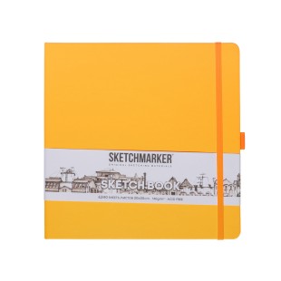 Блокнот для зарисовок Sketchmarker 20x20см, 140г/м2, 80л, твердая обложка Оранжевый