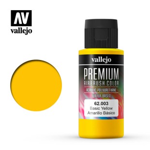 Краска для аэрографии Vallejo "Premium" цвет 62.003 (Basic Yellow), 60 мл