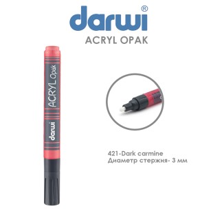 Акриловый маркер Darwi "Acryl Opak" №421 Карминовый глубокий,  наконечник 3 мм