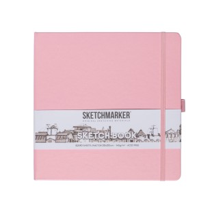 Блокнот для зарисовок Sketchmarker 20x20см, 140г/м2, 80л, твердая обложка Розовый