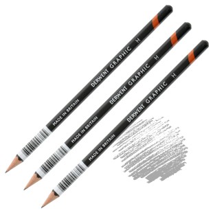 Комплект графитных карандашей Derwent "Graphic" H (3 штуки)
